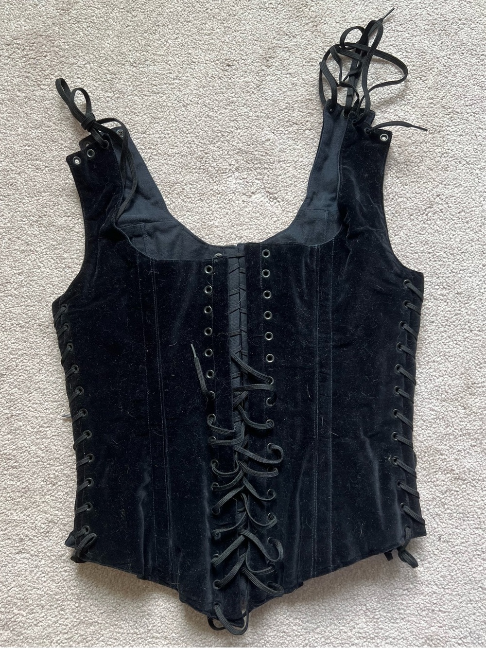 Black Lace-Up Velvet Bodice Corset Top